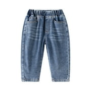 Utlike Boys Pants 2025 Children'S Pants Blue Cartoon Tape Pants Boys Versatile Leisure Pants Size 18 Months-24 Months